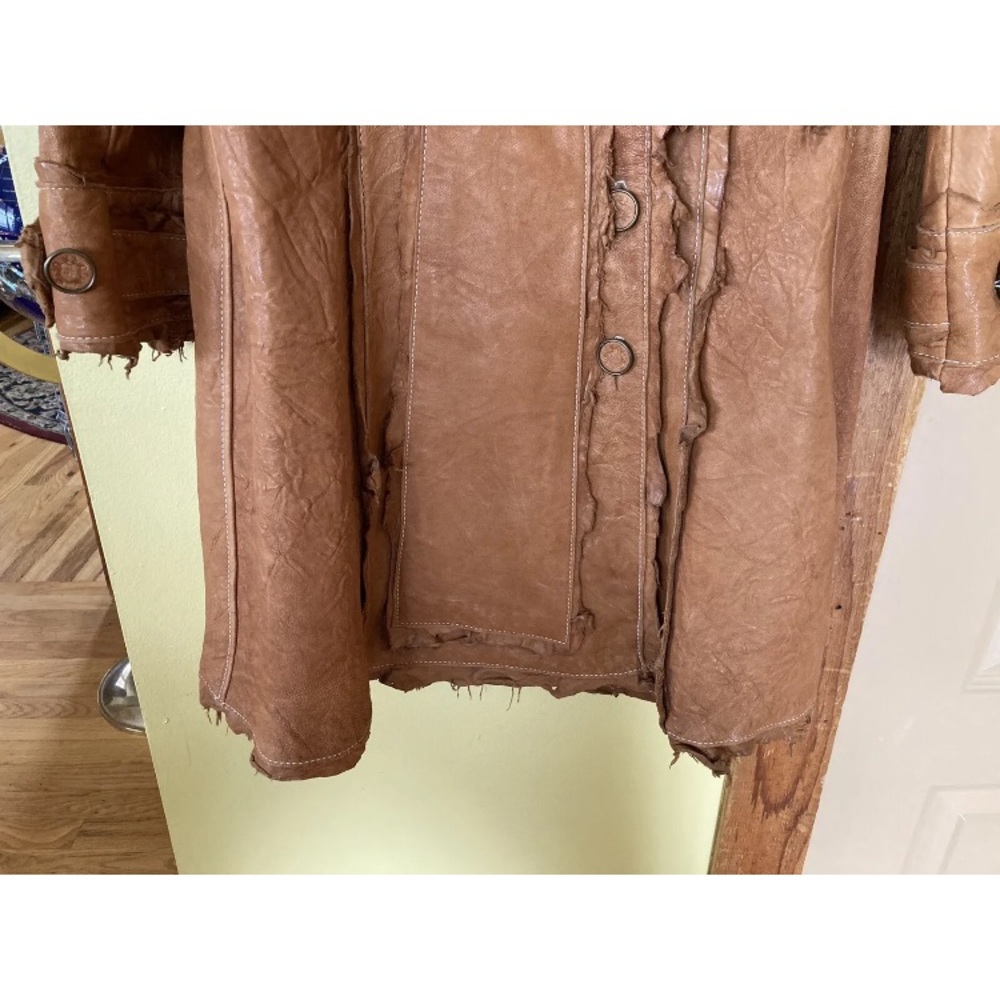 Women’s Sherry Nikka Leisure Couture brown leather trench coat size M - Picture 4 of 13